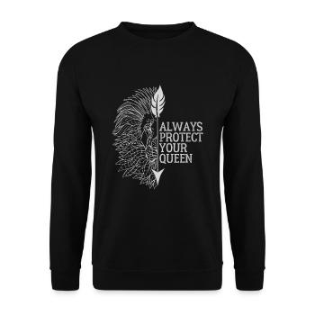 Always Protect Your Queen Lion Graphics - Unisex Sweatshirt - black - Front - Alina (178cm) & Michal (187cm)