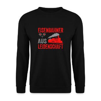 Eisenbahn Lokomotive Dampflok und Dampflokomotive - Unisex Pullover - Schwarz - Vorne - Alina (178cm) & Michal (187cm)