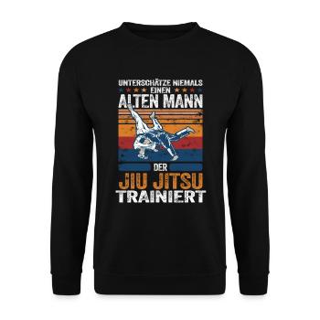 Jiu Jitsu - Kampfsport Training Retro Geschenk - Unisex Pullover - Schwarz - Vorne - Alina (178cm) & Michal (187cm)