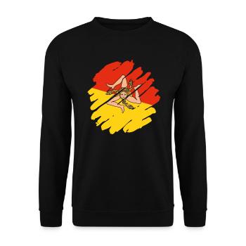 Drapeau de la Sicile Italie Palerme Trinacria Italia - Sweat-shirt Unisexe - noir - Devant - Alina (178cm) & Michal (187cm)