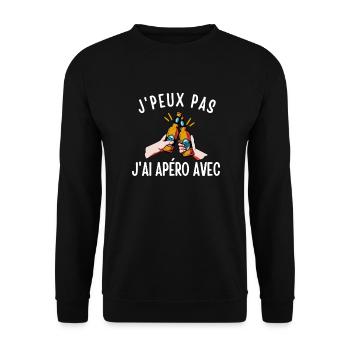 J'peux pas j'ai Apéro Humour personnalisé - Sweat-shirt Unisexe - noir - Devant - Alina (178cm) & Michal (187cm)