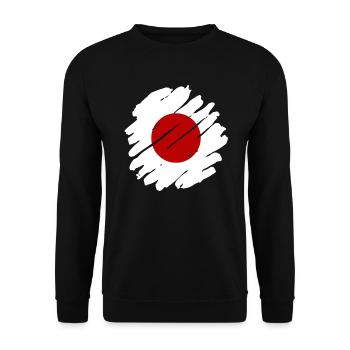Japan Flag Used Look Nihon Japanese Flag - Unisex Sweatshirt - black - Front - Alina (178cm) & Michal (187cm)