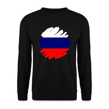 Drapeau de russie Vintage Drapeau russe d’occasion Look - Sweat-shirt Unisexe - noir - Devant - Alina (178cm) & Michal (187cm)