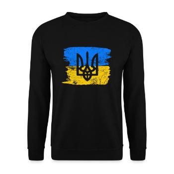 Ukraine War - Trident in front of Ukrainian flag - Unisex Sweatshirt - black - Front - Alina (178cm) & Michal (187cm)