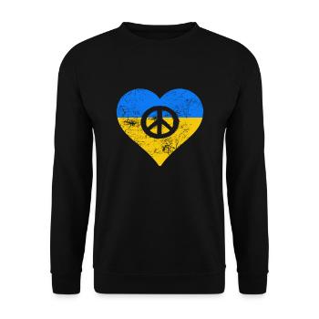 Ukraine War - Peace Sign in Heart - Unisex Sweatshirt - black - Front - Alina (178cm) & Michal (187cm)
