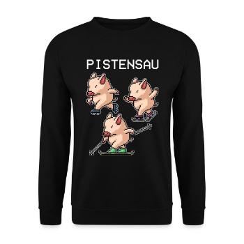 Pistensau Ski Schwein Wintersport Geschenk - Unisex Pullover - Schwarz - Vorne - Alina (178cm) & Michal (187cm)