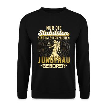 Sternzeichen Jungfrau Horoskop Geschenk - Unisex Pullover - Schwarz - Vorne - Alina (178cm) & Michal (187cm)