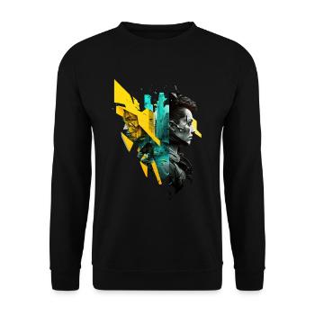 cyber punk No103 - Unisex Pullover - Schwarz - Vorne - Alina (178cm) & Michal (187cm)
