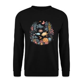 Fische Korallen Meer Ozean Meeresleben Tiere - Unisex Pullover - Schwarz - Vorne - Alina (178cm) & Michal (187cm)