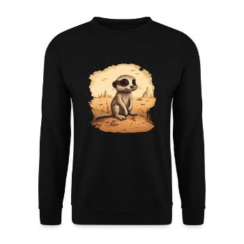 Meerkat Baby Mongoose - Unisex Sweatshirt - black - Front - Alina (178cm) & Michal (187cm)