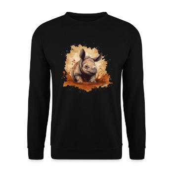 Baby Nashorn Rhino Rhinozeros - Unisex Pullover - Schwarz - Vorne - Alina (178cm) & Michal (187cm)