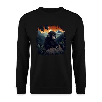 Gorille Singe Animal Bébé Louveteau Singe Gorilles - Sweat-shirt Unisexe - noir - Devant - Alina (178cm) & Michal (187cm)