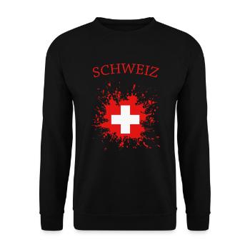 Dieses Schweizer Nationalflaggen Design ist für al - Unisex Pullover - Schwarz - Vorne - Alina (178cm) & Michal (187cm)