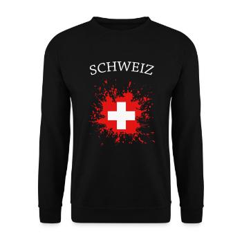 Schweiz Flagge - Unisex Pullover - Schwarz - Vorne - Alina (178cm) & Michal (187cm)