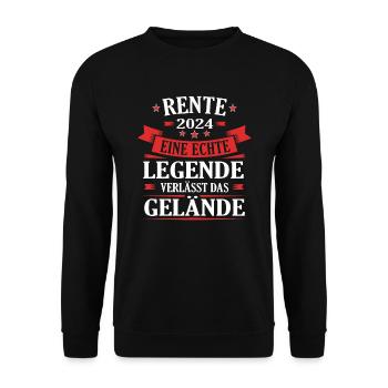 Rente 2024 - Legende im Ruhestand Abschied Rentner - Unisex Pullover - Schwarz - Vorne - Alina (178cm) & Michal (187cm)