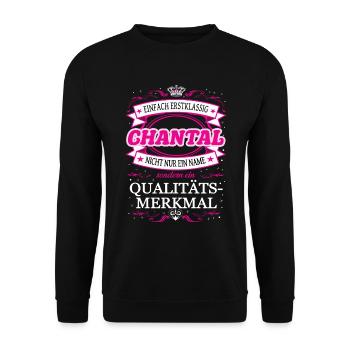 Qualitätsmerkmal Chantal einfach Erstklassig - Unisex Pullover - Schwarz - Vorne - Alina (178cm) & Michal (187cm)