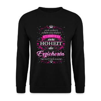 Eure Hoheit Erzieherin betritt den Raum - Unisex Pullover - Schwarz - Vorne - Alina (178cm) & Michal (187cm)