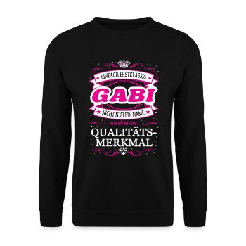 Qualitätsmerkmal Gabi einfach Erstklassig Outfit - Unisex Pullover - Schwarz - Vorne - Alina (178cm) & Michal (187cm)