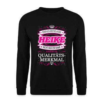 Qualitätsmerkmal Heike einfach Erstklassig - Unisex Pullover - Schwarz - Vorne - Alina (178cm) & Michal (187cm)