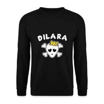 Piratin Dilara Design für Mädchen und Frauen - Unisex Pullover - Schwarz - Vorne - Alina (178cm) & Michal (187cm)