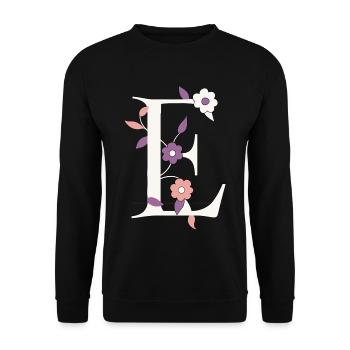 Buchstabe E Monogramm Retro - Unisex Pullover - Schwarz - Vorne - Alina (178cm) & Michal (187cm)