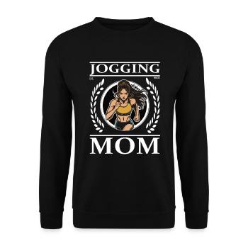 Jogging Mom – Kilometer Mutter und Sportlerin - Unisex Pullover - Schwarz - Vorne - Alina (178cm) & Michal (187cm)