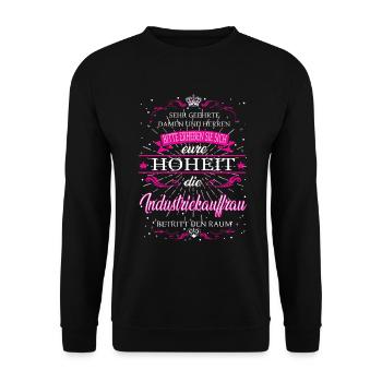Eure Hoheit die Industriekauffrau betritt den Raum - Unisex Pullover - Schwarz - Vorne - Alina (178cm) & Michal (187cm)