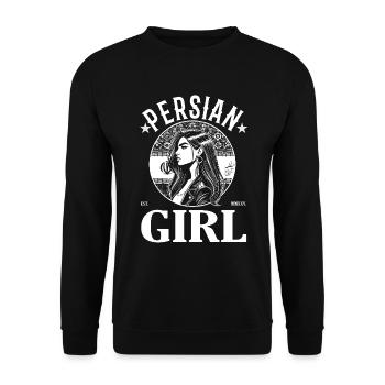 Persian Girl Design – Stolz, Schönheit & Kultur - Unisex Pullover - Schwarz - Vorne - Alina (178cm) & Michal (187cm)