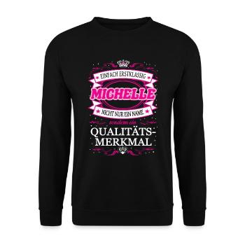 Qualitätsmerkmal Michelle einfach Erstklassig - Unisex Pullover - Schwarz - Vorne - Alina (178cm) & Michal (187cm)