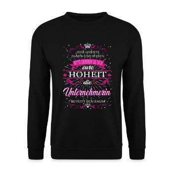 Votre Altesse l’Entrepreneur entre dans la salle - Sweat-shirt Unisexe - noir - Devant - Alina (178cm) & Michal (187cm)