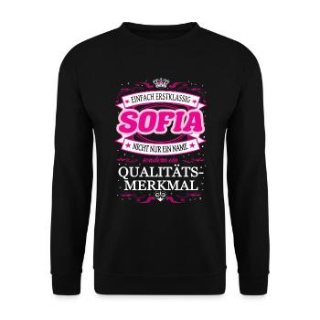 Quality feature Sofia simply first-class - Unisex Sweatshirt - black - Front - Alina (178cm) & Michal (187cm)