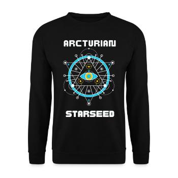 Arcturian Starseed Ufo Geschenkidee - Unisex Pullover - Schwarz - Vorne - Alina (178cm) & Michal (187cm)
