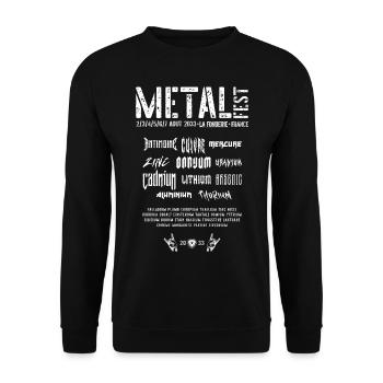 Metal Fest, Concert Historique, Parodie Festival. - Sweat-shirt Unisexe - noir - Devant - Alina (178cm) & Michal (187cm)