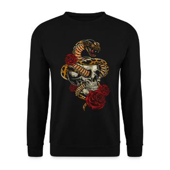 Skull Hardrock Biker - Unisex Sweatshirt - black - Front - Alina (178cm) & Michal (187cm)