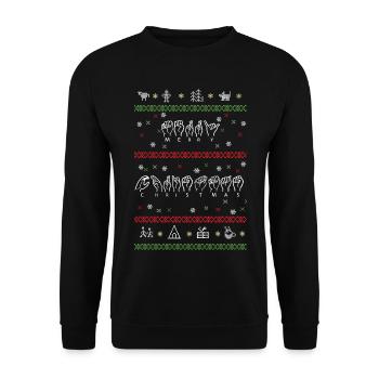 Joyeux Noël Sweatshirt en langue des signes - Sweat-shirt Unisexe - noir - Devant - Alina (178cm) & Michal (187cm)