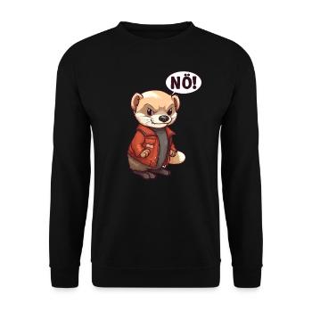 Frettchen Nö Nein - Unisex Pullover - Schwarz - Vorne - Alina (178cm) & Michal (187cm)