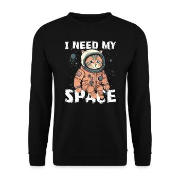 Cat I need my space pun astronomy cat - Unisex Sweatshirt - black - Front - Alina (178cm) & Michal (187cm)