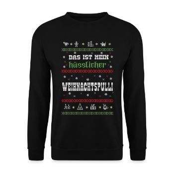 Das ist mein hässlicher Weihnachtspulli - Unisex Pullover - Schwarz - Vorne - Alina (178cm) & Michal (187cm)