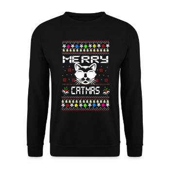 Conception de Noël - Joyeux CATMAS - Sweat-shirt Unisexe - noir - Devant - Alina (178cm) & Michal (187cm)