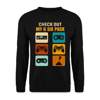 Gamer Gaming Check Out My 6 Six Pack - Unisex Sweatshirt - black - Front - Alina (178cm) & Michal (187cm)
