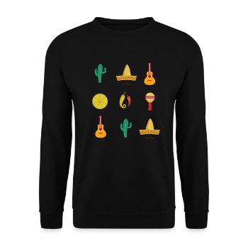 Mexico Sombrero Cactus Jalapenos Gift - Unisex Sweatshirt - black - Front - Alina (178cm) & Michal (187cm)