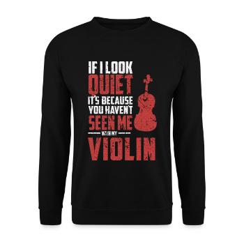 Violine Geige Musik Geschenk Spruch - Unisex Pullover - Schwarz - Vorne - Alina (178cm) & Michal (187cm)