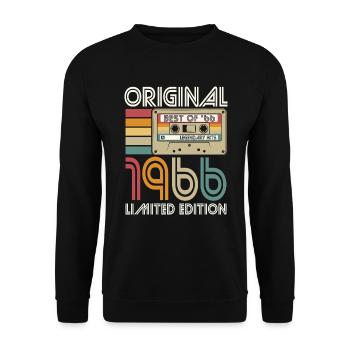Born 1966 Original Retro Vintage Birthday - Unisex Sweatshirt - black - Front - Alina (178cm) & Michal (187cm)