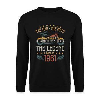 1961 Homme Mythe Légende Rétro Moto Anniversaire - Sweat-shirt Unisexe - noir - Devant - Alina (178cm) & Michal (187cm)