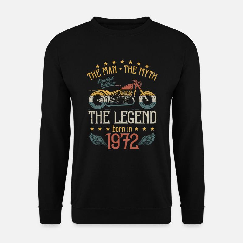 1972 Mann Mythos Legende Retro Motorrad Geburtstag - Unisex Pullover - Schwarz