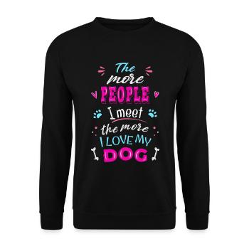 Ich liebe meinen Hund mehr als Menschen - Unisex Pullover - Schwarz - Vorne - Alina (178cm) & Michal (187cm)