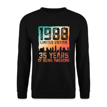 35 anniversaire 35 ans né en 1988 - Sweat-shirt Unisexe - noir - Devant - Alina (178cm) & Michal (187cm)