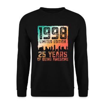 25 anniversaire 25 ans né en 1998 - Sweat-shirt Unisexe - noir - Devant - Alina (178cm) & Michal (187cm)
