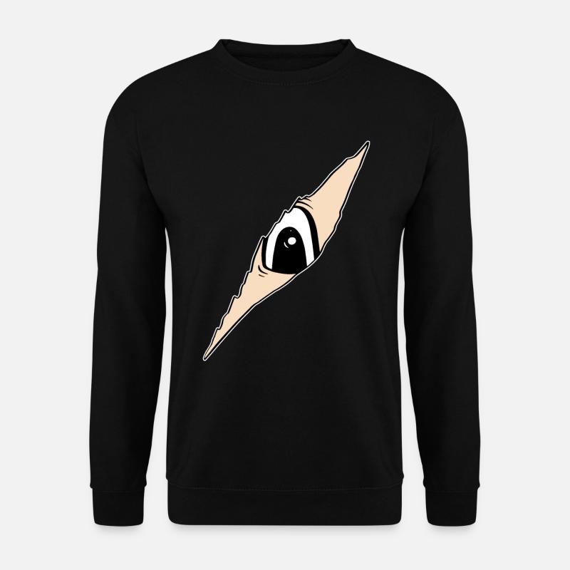 Auge schaut durch ein Riss - aufgerissener Stoff - Unisex Pullover - Schwarz