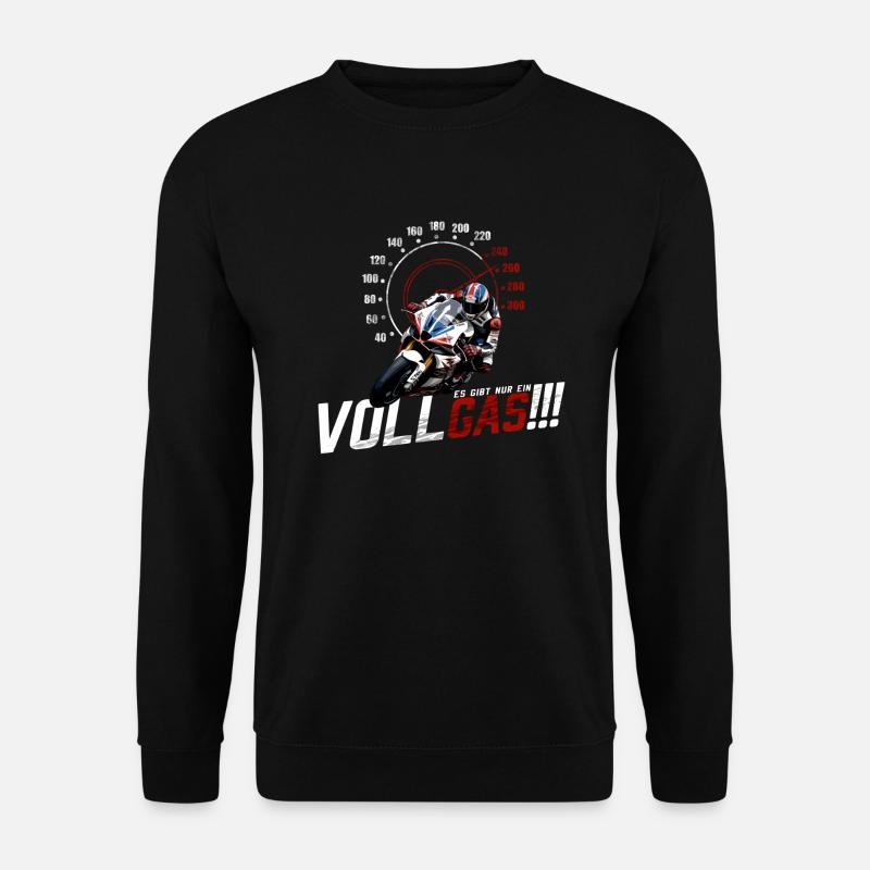 Motorradfahrer Motorrad lustiger Spruch Vollgas - Unisex Pullover - Schwarz